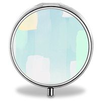 Painting Pill Case, Round Stainless Drug Organizer Container Medicine Cover for Pocket Daily&Weekly