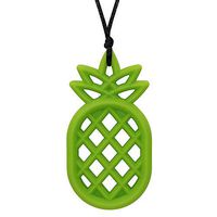Sensory Chew Necklace for Boys and Girls - Oral Motor Aids Silicone Chewy Pendant Jewelry for Autism ADHD SPD Teething Biting with Special Needs Kids Adults - Pineapple Teether Toys (Green)