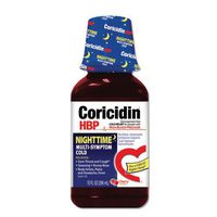 Coricidin HBP Nighttime Mult-Symptom Cold, 12 Fluid ounce bottles (Pack of 3), Cherry