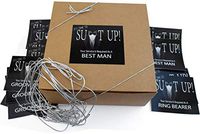 Groomsmen Proposal Gift Boxes Set of 10 Empty 8x8x3.5 Boxes with 14 Labels to Ask 10 Groomsmen, 2 Best Men and 2 Ring Bearers with 10 Silver String Loops. (Kraft)