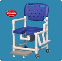 Elite Shower Chair Commode with Slideout Footrest and Left Drop Arm - ELT820PFRLDAGSB - 41" H x 21" W x 22" D - Gray Seat and Backrest
