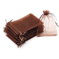 Dealglad 100pcs Drawstring Organza Jewelry Candy Pouch Party Wedding Favor Gift Bags (3x4, Brown)
