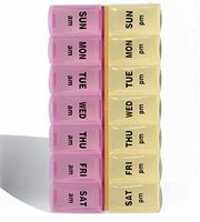 Dometool 7 Days Pill Case Medicine Storage Tablet Pill Box With Clip Lids Medicine Organizer Pill Case Splitters Storage Dispenser Weekly,Pink&Yellow