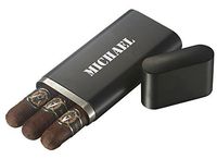 Personalized Prato Black Matte Stainless Steel 3 Finger Cigar Case with Free Laser Engraving