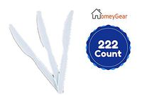 Heavy Weight Plastic White Knives Bulk Value Pack Of 222 Disposable Extra Heavy Knives 6" Long