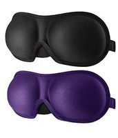 Emoly Sleep Eye Mask 2 Pack, Upgraded 3D Contoured Blackout Eye Mask for Sleeping with Adjustable Strap, Comfortable & Soft Night Blindfold for Women Men, Eye Shades for Travel/Naps, Black & Purple