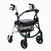 Fenglig Rollator Walker with Seat, Steel Rolling Walker 7-Inch Wheels Supports Up to 260 Lbs, Medical Walker Mobility Aid for Adult,Green