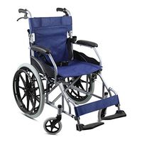 Wheelchair Foldable Lightweight Elderly Disabled Travel Solid Tire Manual Portable Wheelchair (Color : Blue)