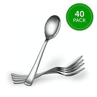 Plasticpro Disposable Heavy Duty Silver Plastic Spoons, Fancy Plastic Silverware Looks Like Real Silver Cutlery - Utensils Great for Catering Events, Restaurants, Parties and Weddings Pack of 40