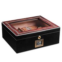 Cigar Humidor, Cedar Wood, Piano Paint Process, Transparent Cover, Built-in Thermometer and Humidifier, Men's Gift