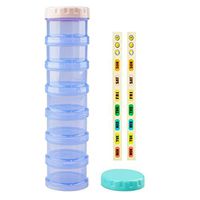 7 Day Pill Organizer Case Stackable Weekly Supplements Vitamins Pills Holder Dispenser Large Translucent Blue with Extra Lid