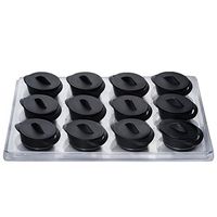 BalsaCircle 24 pcs 3 oz Black Plastic Pots with Lids and 2 Display Trays - Disposable Wedding Party Catering Tableware