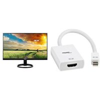 Acer R240HY bidx 23.8-Inch IPS HDMI DVI VGA (1920 x 1080) Monitor & AmazonBasics Mini DisplayPort (Thunderbolt) to HDMI Adapter  Bundle