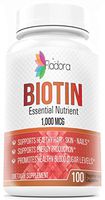 Fladora Biotin Essential Nutrient 1000mcg - Supports Healthy, Strong Nails, Skin, and Hair - 100 Vegetarian Capsules