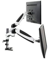VIVO Premium White Dual Monitor Pneumatic Counterbalance Height Adjustable Arm, Desk Mount Stand | Holds 2 LCD Screens up to 27 inches (STAND-V002JW)