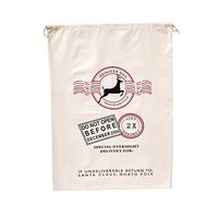 Kate's Craft Store Extra Large Cotton Santa Sack with Drawstring Tie Closure, 39" x 27" Canvas Bag (Flying Reindeer)