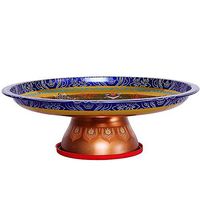 Tibetan Buddha has a batch of painted lotus flowers eight auspicious to provide Buddha fruit plate Manzaman tea Luo tray 18cm trumpet