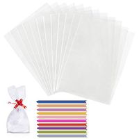 Clear Cellophane Bags Gift Bag with Twist Ties for Christmas Party Favours Wrapping Cupcakes & Sweets, 100pcs 23x12.5cm(L,W)