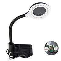 Hlidpu 5 X 10X LED Magnifying Lamp, Natural Daylight Effect Magnifier Task Lamp, Portable Adjustable Magnifying Glass for Reading, Repair, Crafts