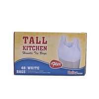 HANDLE TIE FLEX WHITE TALL KITCHEN TRASH BAGS, 13 GALLON, 48 CT (1)