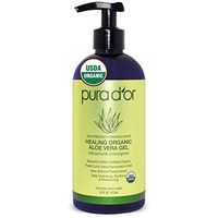 PURA D'OR USDA Organic Aloe Vera Gel, Lemongrass Scent (16oz) Deeply Hydrating, Moisturizing Skin & Hair - Sunburn, Bug Bites, Rashes, Small Cuts, Eczema, Psoriasis & Rosacea Care (Packaging varies)