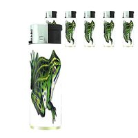 Perfection In Style Butane Refillable Electronic Lighter Set of 5 Pieces Vintage Frogs Design 009