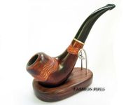 Fashion Set - "WAVE" & Stand Tobacco Smoking Pipe of Pear Wood Pipe 6.1'' & Stand, Handcrafted. Exclusive Designed for Pipe Smokers