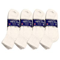 Falari Diabetic Socks Ankle Men Unisex Size 10-13 White 12 Pairs