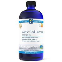 Nordic Naturals Pro Arctic Cod Liver Oil Liquid - 100% Wild Arctic Cod Liver Oil, 340 mg EPA, 510 mg DHA, Support for Cardiovascular, Neurological, and Immune Health, Orange Flavored, 16 oz.