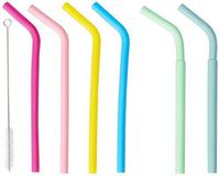 Reusable Silicone Drinking Straws Flexible Bend Smoothies Straws for 20 oz to 30 oz Tumblers, Set of 6