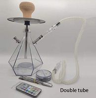 Zwq&zj Transparent Acrylic Hookah Set LED Light Shisha Pipe with Ceramic Bowl Nargile Hose Charcoal Tray Metal Tongs Chicha Narguile,A