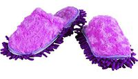 Moolecole Chenille Floor Dust Mop Shoes Mopping Slippers Removable Cleaning Tool Purple