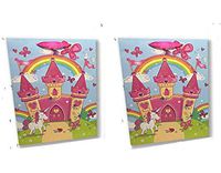 Princess Gift Bags - Unicorn & Castle - Set of 2 Premium Quality Gift Bag Sets Glitter Detail Inside Print Plus Gift Tag (Princess Unicorn Castle, 2 Jumbo Gift Bags)