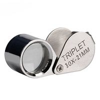 Saim Silver 30X_21mm Jewelers Eye Loupe Magnifier Magnifying Glass Powerful Doublet, Chrome Plated, Round Body Jewelry Loupe