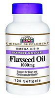 21st Century Flaxseed Oil 1000mg Softgels 120 Count (4 Pack)