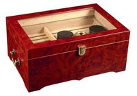 150 ct BURL Wood TOP Display/Storage Deluxe Cigar HUMIDOR Box - New