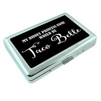 Princess Taco Pun Em1 Hip Silver Cigarette Case Id Holder Metal Wallet 4" X 2.75" RFID Protection