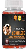 COMPLETE Hair & Beauty Gummy Supplement. High Potency Biotin, Vitamins A B C D E, Iodine, Zinc. 60 Vegetarian Cherry Gummies. Non GMO, Gluten Free Hair Growth Vitamin for Women and Men. CLINICAL DAILY