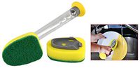 HOME-X Standing Dish Sponge, Scrub Brush with Soap Compartment, Kitchen Cleaner