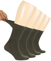 Hugh Ugoli Women's Bamboo Diabetic Crew Socks With Seamless Toe, 4 Pairs, Army Green (Shoe Size: 6-9)