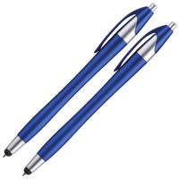 Autopoint® Touch-screen Combo II with Ball Pen, 2-Pack, Capacitive Stylus, Black Ink Ball Pen, Metallic Blue with Metallic Silver Trim (26712BL)