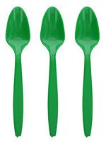 Amcrate Green Disposable Medium Weight Plastic Spoons - Ideal for Weddings, Party’s, Birthdays, Dinners, Lunch’s. (Pack of 100)
