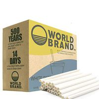 World Brand 250 Count White Short Cocktail Paper Straws - Biodegradable Drinking Straws - Eco-Friendly Party Supplies - Perfect for Juices, Shakes, Smoothies, Ice Coffee & More (White Cocktail)