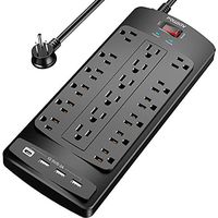 Power Strip with 8 Feet , Surge Protector with 18 Outlets and 4 USB Ports, Black