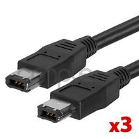 3x - 6 to 6 PIN IEEE 1394 FIREWIRE iLINK CABLE 6FT PC MAC DV