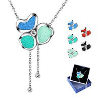 Essential Oil Diffuser Necklace Aromatherapy Long Sweater Chain Flower Pendant Necklace Long Elegant Tassel Adjustable Y Necklace for Women Girls with 30 pcs Refill Pads