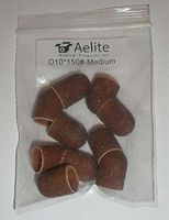 A+Elite Pedicure Abrasive Sanding Caps / Sleeves / Bands SMALL D10mm15mm 10-PACK For Callus Removal And Nail Filing (150# Medium Brown)
