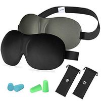 Sleep Mask, TechRise Eye Masks for Sleeping, 2 Pack Zero-Pressure 3D Contoured Sleeping Eye Cover & Blindfold with Adjustable Strap and Free Ear Plugs- Great for Travel/Nap/Night's Sleeping