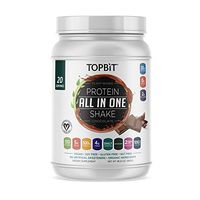 TOPBiT All-in-One Plant Protein Powder, Chocolate – Vegan Protein Powder, Sugar Free Protein, Stevia Free, Nut Free, Soy Free, 20g Protein Shake, Probiotics, BCAA, Greens, 1.8LB