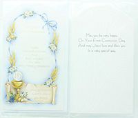 RA001 Childrens First Communion Greeting Card. Includes envelope.